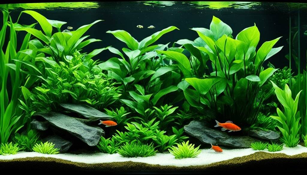 Anubias plants in aquarium