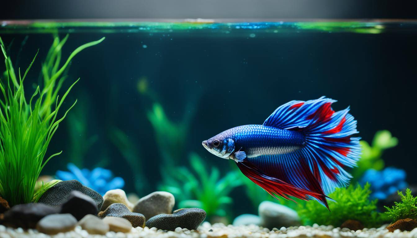 blue betta fish in aquarium