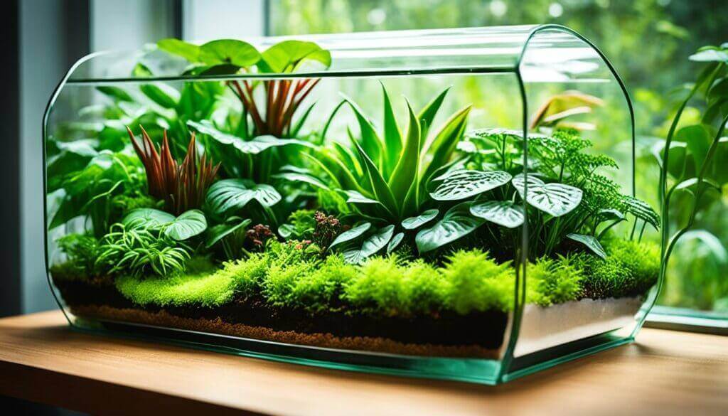 open terrarium plants