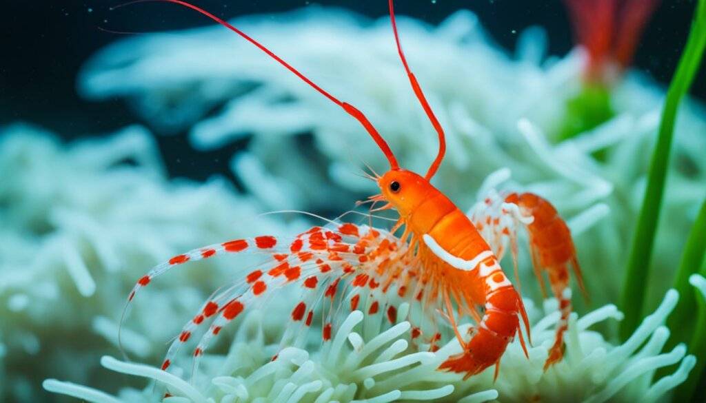 flower shrimp feeding